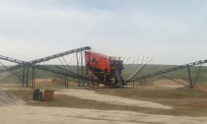 screen and belt of stone crusher plant on-site Mongolia